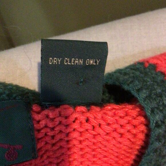 Orvis Vintage Red Flying Geese Sweater W/Green Trim, Cat Tails Cardigan Size XL - Picture 6 of 8